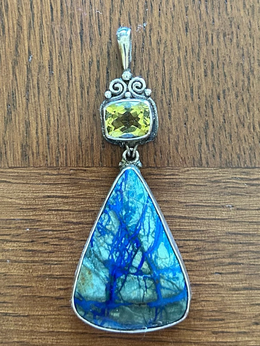 Sajen Azurite-Malachite and Citrine Pendant - Picture 2 of 6